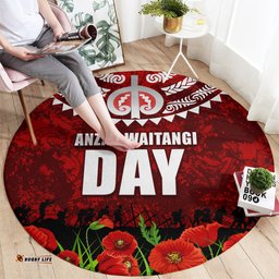 New Zealand ANZAC Waitangi Day Round Carpet Hei Tiki and Soldier