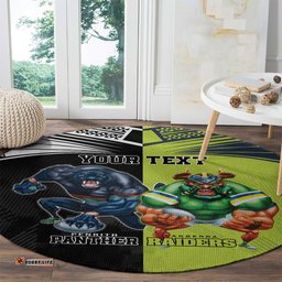 Custom Raiders and Panthers Round Carpet Together Sporty Style
