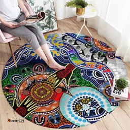Custom NAIDOC Week 2024 North Melbourne Kangaroos Round Carpet Australia Aboriginal Dot Painting DT02