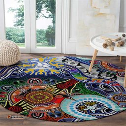 Custom NAIDOC Week 2024 North Melbourne Kangaroos Round Carpet Australia Aboriginal Dot Painting DT02