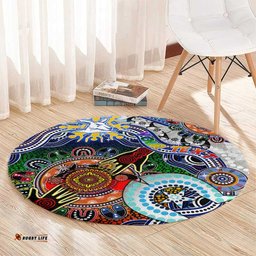 Custom NAIDOC Week 2024 North Melbourne Kangaroos Round Carpet Australia Aboriginal Dot Painting DT02