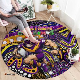 Merry Christmas Storm Round Carpet Aboriginal Santa Rugby Mascot Melbourne