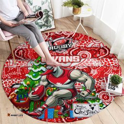 Swans Football Merry Christmas Round Carpet Indigenous Australian Art