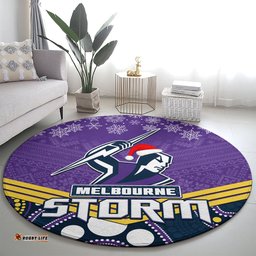 Custom Storm Rugby Christmas Round Carpet Merry Xmas 2023 Mix Aboriginal Art