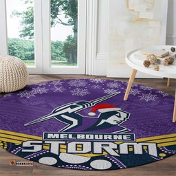 Custom Storm Rugby Christmas Round Carpet Merry Xmas 2023 Mix Aboriginal Art