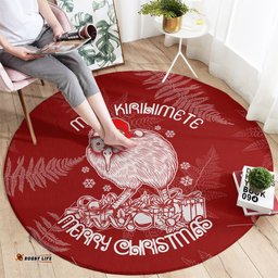 New Zealand Christmas Round Carpet Silver Fern Mix Kiwi Bird Ver01