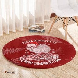New Zealand Christmas Round Carpet Silver Fern Mix Kiwi Bird Ver01