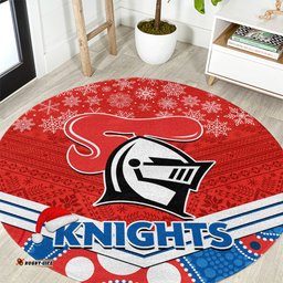 Knights Rugby Christmas Round Carpet Merry Xmas 2023 Mix Aboriginal Art