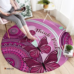 Australia Breast Cancer Round Carpet Indigenous Butterfly No One Fights Alone