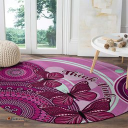 Australia Breast Cancer Round Carpet Indigenous Butterfly No One Fights Alone