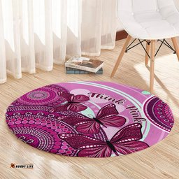 Australia Breast Cancer Round Carpet Indigenous Butterfly No One Fights Alone