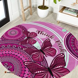 Australia Breast Cancer Round Carpet Indigenous Butterfly No One Fights Alone