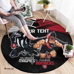 Custom Essendon and Collingwood Round Carpet Together Sporty Style
