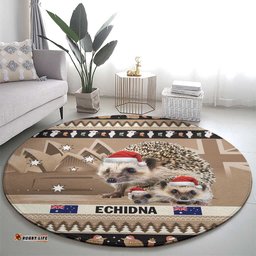 Aussie Echidna Round Carpet Merry Christmas