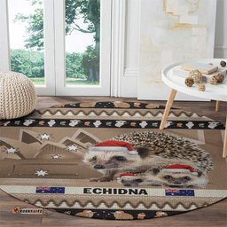 Aussie Echidna Round Carpet Merry Christmas