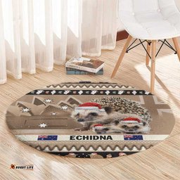 Aussie Echidna Round Carpet Merry Christmas