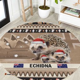 Aussie Echidna Round Carpet Merry Christmas