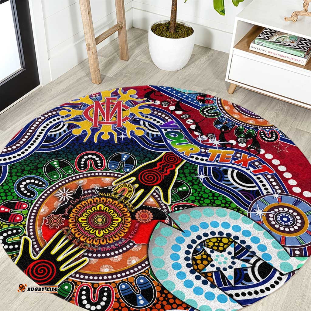 Custom NAIDOC Week 2024 Melbourne Demons Round Carpet Australia Aboriginal Dot Painting DT02