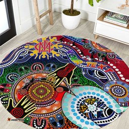 Custom NAIDOC Week 2024 Melbourne Demons Round Carpet Australia Aboriginal Dot Painting DT02