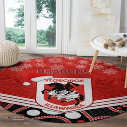 Custom Dragons Rugby Christmas Round Carpet Merry Xmas 2023 Mix Aboriginal Art