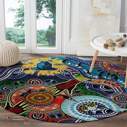 Personalised Titans NAIDOC Week 2024 Round Carpet Australia Aboriginal Dot Painting DT02