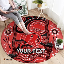 Custom Melbourne Renegades Cricket Round Carpet Happy Australia Day Aboriginal Art