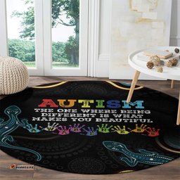 Australia Autism Awareness 4 April Aboriginal Lizard Round Carpet