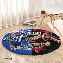 Custom Kangaroos and Bombers Round Carpet Together Sporty Style