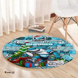 Sharks Rugby Merry Christmas Round Carpet Indigenous Australian Art