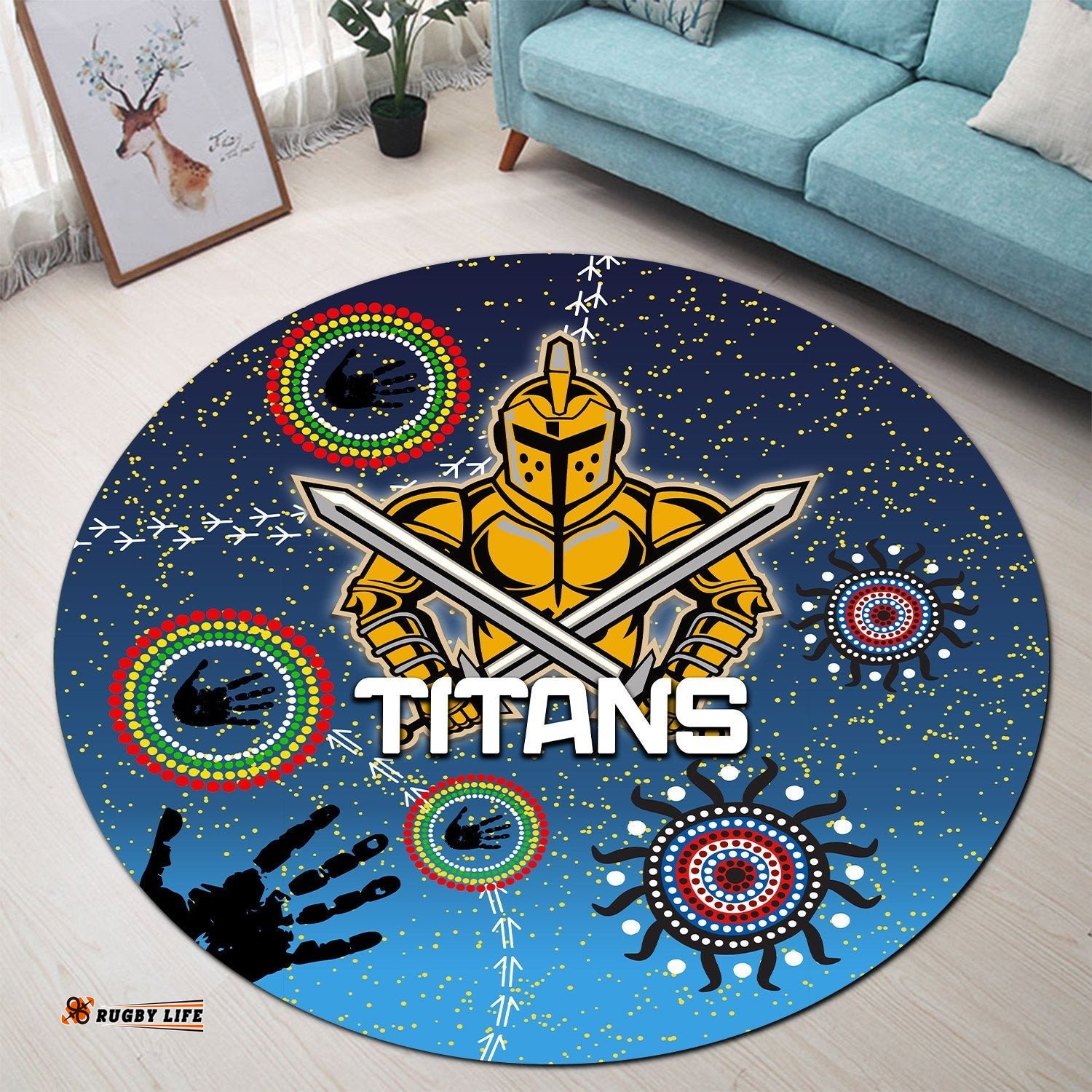 Naidoc Titans Round Carpet Gold Coast Aboriginal