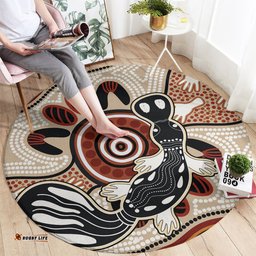 Aboriginal Dots Art Painting with Platypus Round Carpet No 3