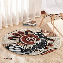 Aboriginal Dots Art Painting with Platypus Round Carpet No 3