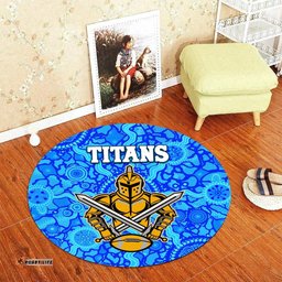 Gold Coast Titans Round Carpet Indigenous Country Style Light Blue