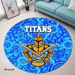 Gold Coast Titans Round Carpet Indigenous Country Style Light Blue