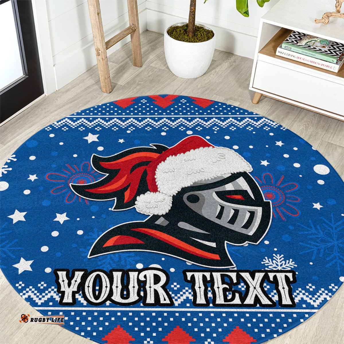 Custom Knights Rugby Round Carpet Chirstmas Vibe 2023