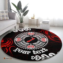 New Zealand Waitangi Day Personalised Round Carpet Aotearoa Te Ra O Waitangi With Maori Tattoo