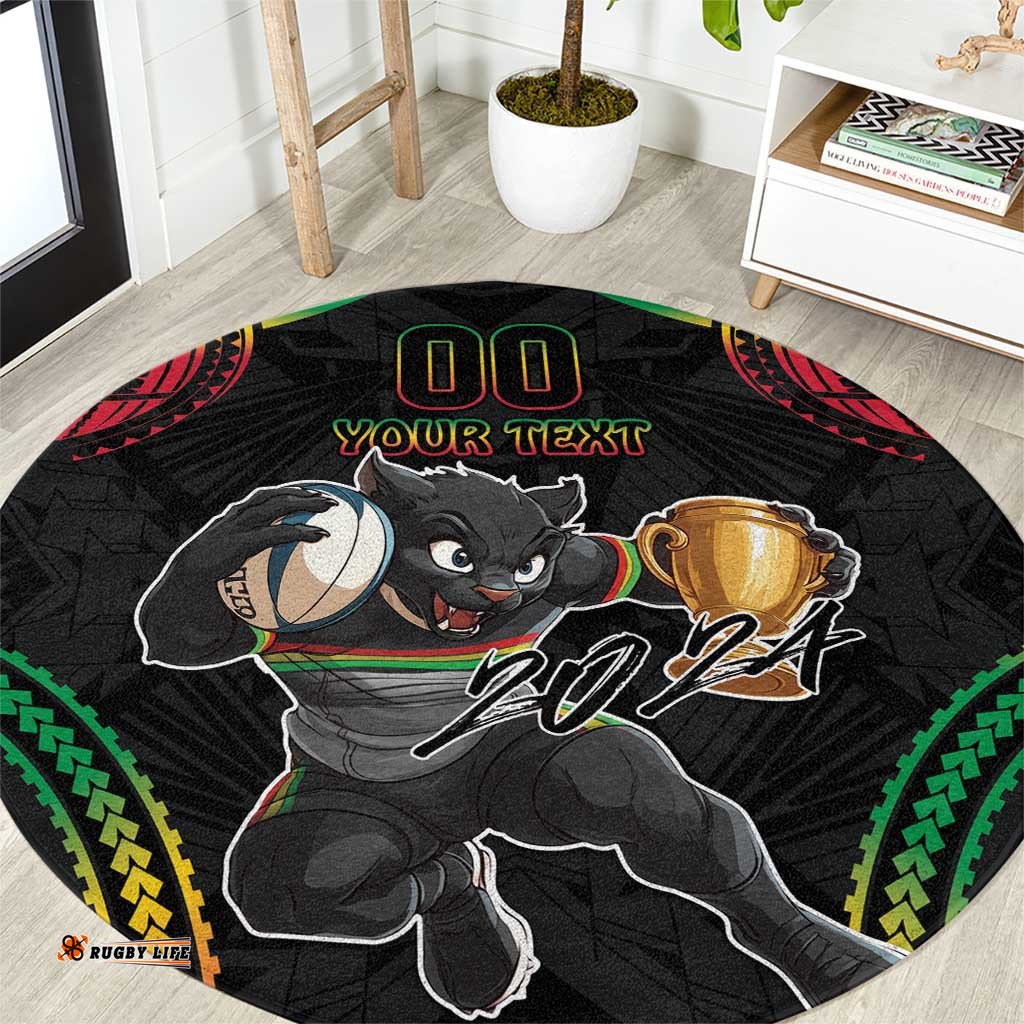 Custom Panthers Champion Grand Final 2024 Round Carpet With Polynesian Style