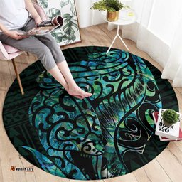 New Zealand Eel Round Carpet Tuna Aotearoa Maori With Paua Shell Turquoise