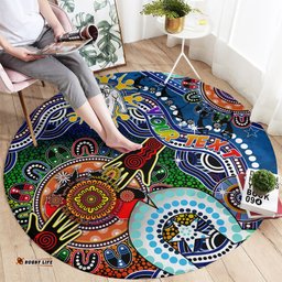 Personalised Bulldogs NAIDOC Week 2024 Round Carpet Australia Aboriginal Dot Painting DT02