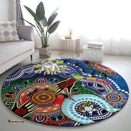 Personalised Bulldogs NAIDOC Week 2024 Round Carpet Australia Aboriginal Dot Painting DT02