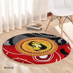 Aboriginal Flag Style Dot Art And Abstract Kangaroo Round Carpet