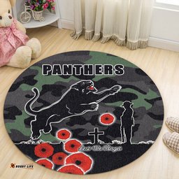 Panthers Anzac Day Round Carpet Simple Poppy