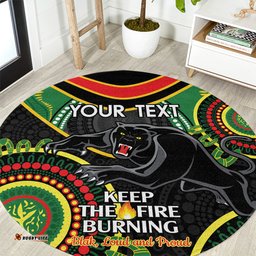 Custom NRL Panthers NAIDOC Week Round Carpet Keep The Fire Burning Indigenous Art