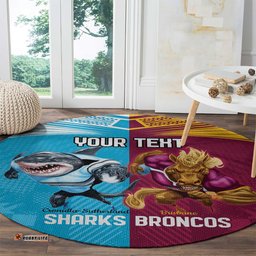 Custom Broncos and Sharks Round Carpet Sporty Style