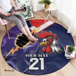 NRL Storm Rooster Mascot Custom Round Carpet Cracked Metal Style