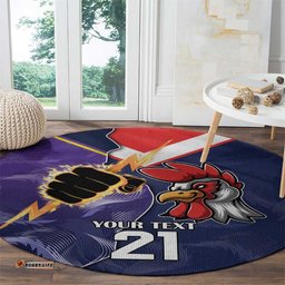 NRL Storm Rooster Mascot Custom Round Carpet Cracked Metal Style
