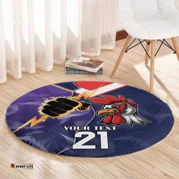 NRL Storm Rooster Mascot Custom Round Carpet Cracked Metal Style