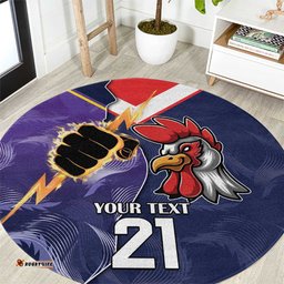 NRL Storm Rooster Mascot Custom Round Carpet Cracked Metal Style