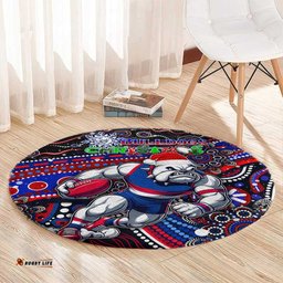 Merry Christmas AFL Bulldogs Round Carpet Aboriginal Santa Football Mascot