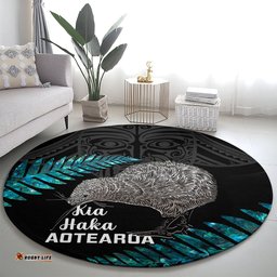 New Zealand Silver Fern Rugby Round Carpet Pacific 2023 Kia Haka Kiwis With Maori Ta Moko